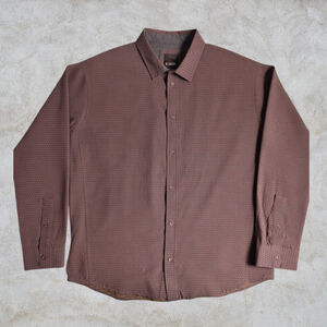 Prana Organic Cotton "Split Spot" Button-Down XXL Brown Gold